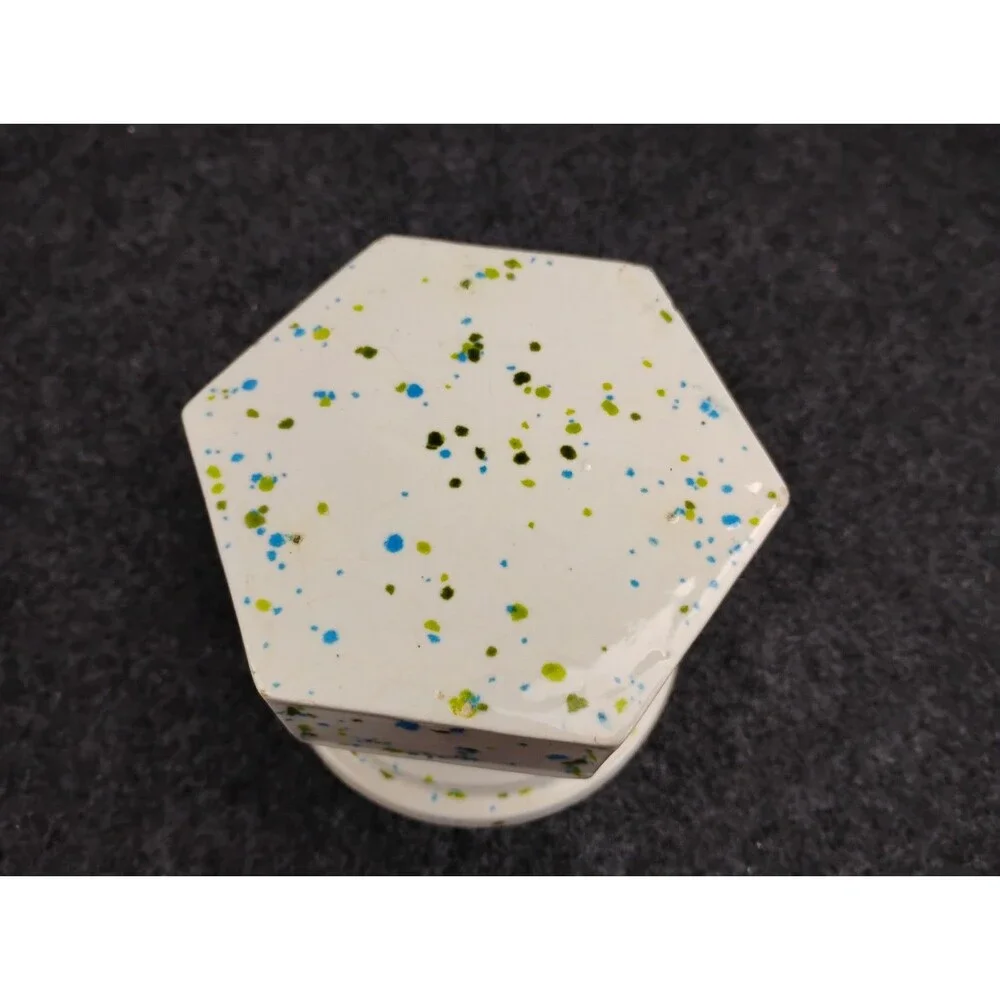 Vintage Ceramic Pillar Candle Holder Base Stand Pedestal Riser Speckled